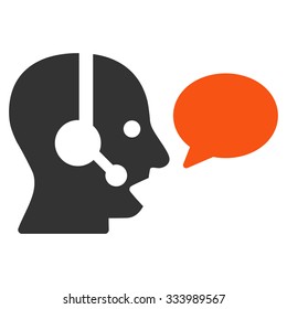 Operator Message vector icon. Style is bicolor flat symbol, orange and gray colors, rounded angles, white background.