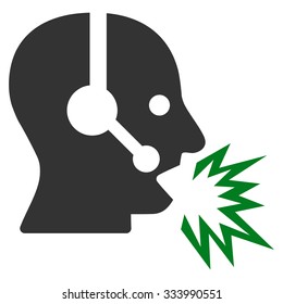 Operator Message vector icon. Style is bicolor flat symbol, green and gray colors, rounded angles, white background.