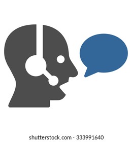 Operator Message vector icon. Style is bicolor flat symbol, cobalt and gray colors, rounded angles, white background.