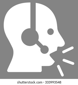 Operator Message vector icon. Style is flat symbol, white color, rounded angles, gray background.