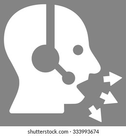 Operator Message vector icon. Style is flat symbol, white color, rounded angles, gray background.