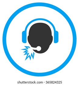 Operator Message vector icon. Style is bicolor flat circled symbol, blue and gray colors, rounded angles, white background.