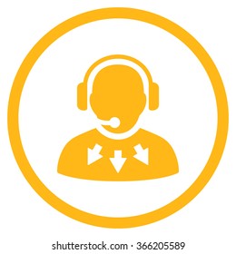 Operator Message vector icon. Style is flat circled symbol, color, rounded angles, white background.