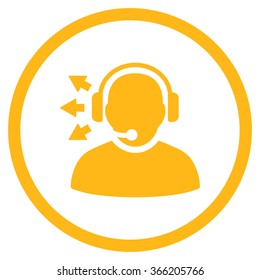 Operator Message vector icon. Style is flat circled symbol, color, rounded angles, white background.