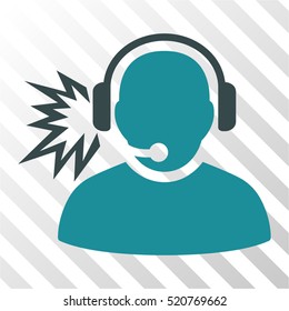 Operator Message vector pictogram. Illustration style is flat iconic bicolor soft blue symbol on a hatched transparent background.