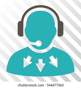 Operator Message vector pictogram. Illustration style is flat iconic bicolor grey and cyan symbol on a hatch transparent background.