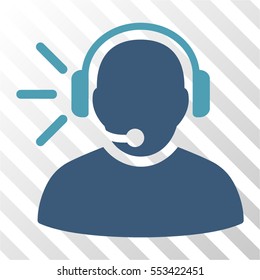 Operator Message vector pictograph. Illustration style is flat iconic bicolor cyan and blue symbol on a hatch transparent background.