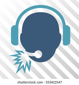 Operator Message vector pictograph. Illustration style is flat iconic bicolor cyan and blue symbol on a hatch transparent background.