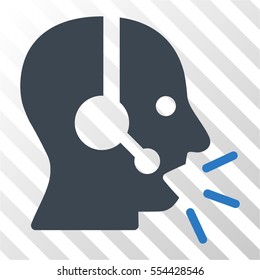 Operator Message vector pictograph. Illustration style is flat iconic bicolor smooth blue symbol on a hatched transparent background.
