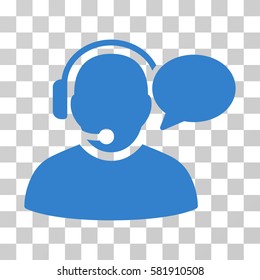 Operator Message vector pictograph. Illustration style is a flat iconic cobalt symbol on a transparent background.