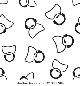 Operator with microphone seamless pattern background. Business flat vector illustration. Operator in call center sign symbol pattern.