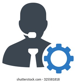 Operator Options vector icon. Style is bicolor flat symbol, smooth blue colors, rounded angles, white background.