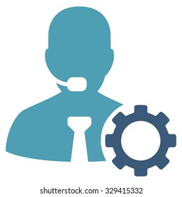 Operator Options vector icon. Style is bicolor flat symbol, cyan and blue colors, rounded angles, white background.