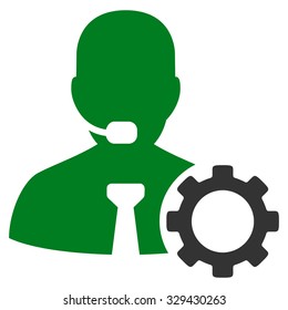 Operator Options vector icon. Style is bicolor flat symbol, green and gray colors, rounded angles, white background.