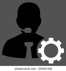 Operator Options vector icon. Style is bicolor flat symbol, black and white colors, rounded angles, gray background.