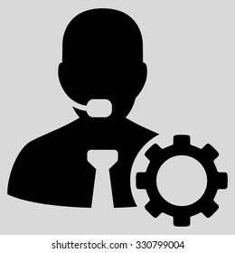 Operator Options vector icon. Style is flat symbol, black color, rounded angles, light gray background.
