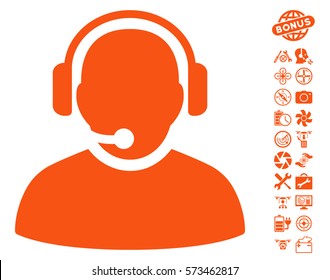 Operator pictograph with bonus uav tools symbols. Vector illustration style is flat iconic symbols on white background.