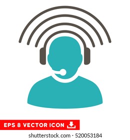 Operator Radio Signal EPS vector icon. Illustration style is flat iconic bicolor grey and cyan symbol on white background.