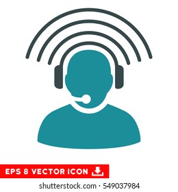 Operator Radio Signal EPS vector pictograph. Illustration style is flat iconic bicolor soft blue symbol on white background.