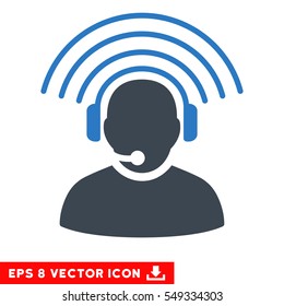 Operator Radio Signal EPS vector icon. Illustration style is flat iconic bicolor smooth blue symbol on white background.