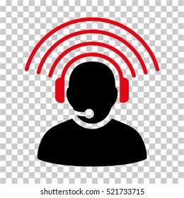 Operator Radio Signal icon. Vector pictogram style is a flat bicolor symbol, intensive red and black colors, chess transparent background. Designed for software and web interface toolbars and menus.