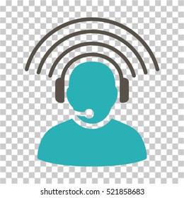 Operator Radio Signal icon. Vector pictogram style is a flat bicolor symbol, grey and cyan colors, chess transparent background. Designed for software and web interface toolbars and menus.