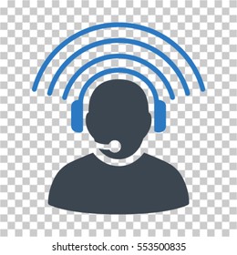 Operator Radio Signal icon. Vector pictogram style is a flat bicolor symbol, smooth blue colors, chess transparent background. Designed for software and web interface toolbars and menus.