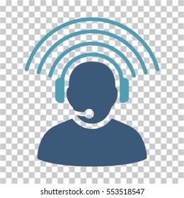 Operator Radio Signal icon. Vector pictograph style is a flat bicolor symbol, cyan and blue colors, chess transparent background. Designed for software and web interface toolbars and menus.
