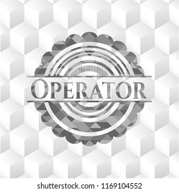 Operator realistic grey emblem with cube white background