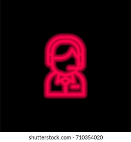 Operator red glowing neon ui ux icon. Glowing sign logo vector