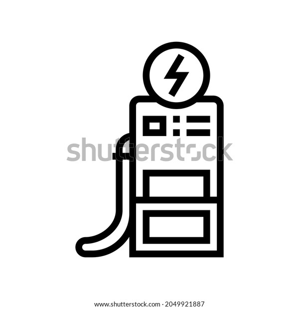 operator refuel car, gas\
station worker service line icon vector. operator refuel car, gas\
station worker service sign. isolated contour symbol black\
illustration