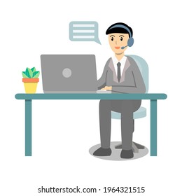 Operator replying to customer's question, giving them information. customer service, Broker agent, call center, help and support service concept vector