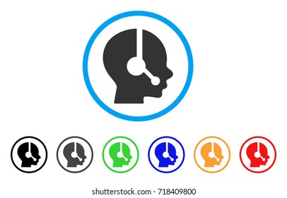 Operator rounded icon. Style is a flat operator grey symbol inside light blue circle with black, gray, green, blue, red, orange variants. Vector designed for web and software interfaces.
