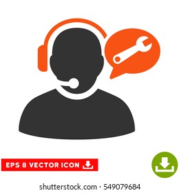 Operator Service Message EPS vector pictograph. Illustration style is flat iconic bicolor orange and gray symbol on white background.