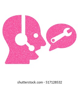 Operator Service Message grainy textured icon for overlay watermark stamps. Flat symbol with dirty texture. Dotted vector pink ink rubber seal stamp with grunge design on a white background.