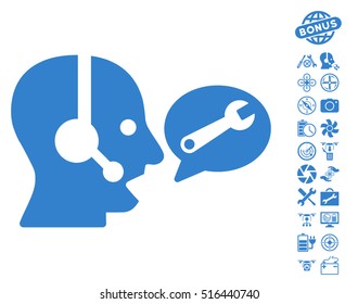 Operator Service Message icon with bonus quad copter tools clip art. Vector illustration style is flat iconic symbols on white background.