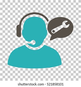 Operator Service Message icon. Vector pictograph style is a flat bicolor symbol, grey and cyan colors, chess transparent background. Designed for software and web interface toolbars and menus.