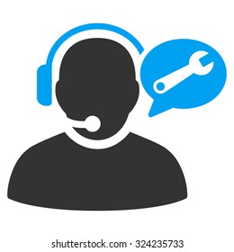 Operator Service Message vector icon. Style is bicolor flat symbol, blue and gray colors, rounded angles, white background.
