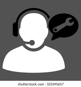 Operator Service Message vector icon. Style is bicolor flat symbol, black and white colors, rounded angles, gray background.