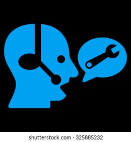 Operator Service Message vector icon. Style is flat symbol, blue color, rounded angles, black background.