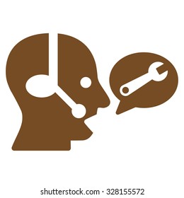 Operator Service Message vector icon. Style is flat symbol, brown color, rounded angles, white background.