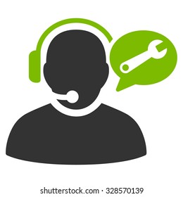 Operator Service Message vector icon. Style is bicolor flat symbol, eco green and gray colors, rounded angles, white background.