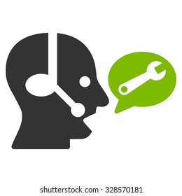 Operator Service Message vector icon. Style is bicolor flat symbol, eco green and gray colors, rounded angles, white background.
