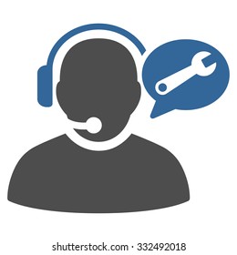 Operator Service Message vector icon. Style is bicolor flat symbol, cobalt and gray colors, rounded angles, white background.