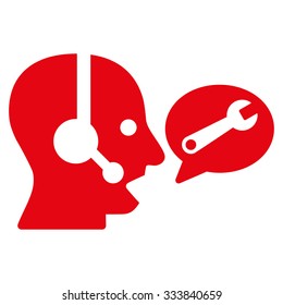 Operator Service Message vector icon. Style is flat symbol, red color, rounded angles, white background.
