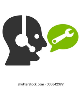 Operator Service Message vector icon. Style is bicolor flat symbol, eco green and gray colors, rounded angles, white background.