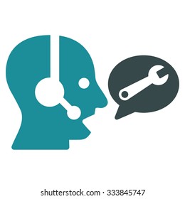 Operator Service Message vector icon. Style is bicolor flat symbol, soft blue colors, rounded angles, white background.