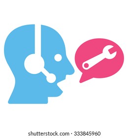 Operator Service Message vector icon. Style is bicolor flat symbol, pink and blue colors, rounded angles, white background.