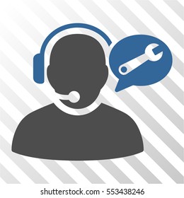 Operator Service Message vector icon. Illustration style is flat iconic bicolor cobalt and gray symbol on a hatch transparent background.