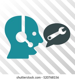 Operator Service Message vector pictograph. Illustration style is flat iconic bicolor soft blue symbol on a hatch transparent background.